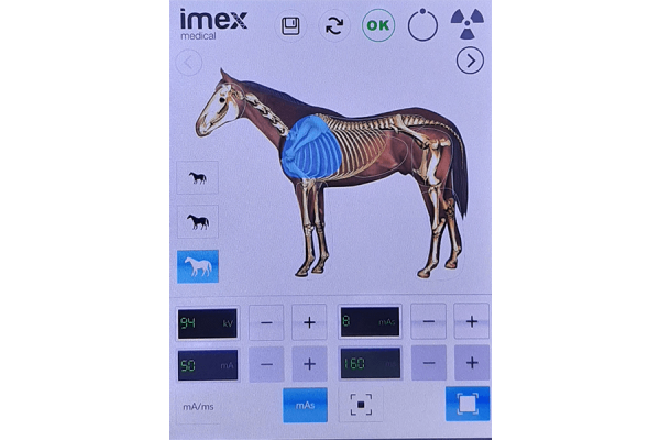 Imagem da tela Raios X de cavalo, portátil mob single da Imex Medical Group
