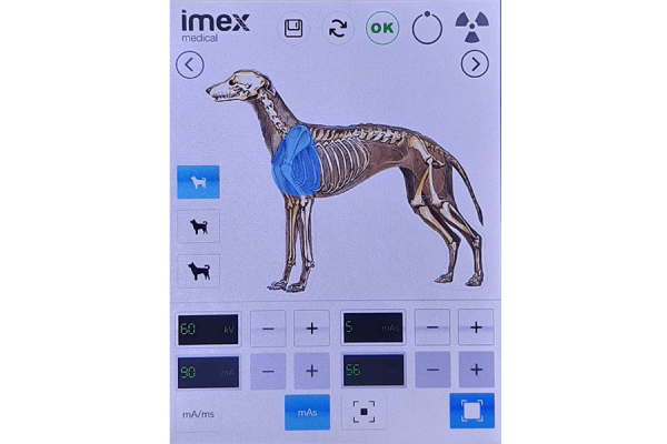 Imagem da tela Raios X de cachorro, portátil mob single da Imex Medical Group